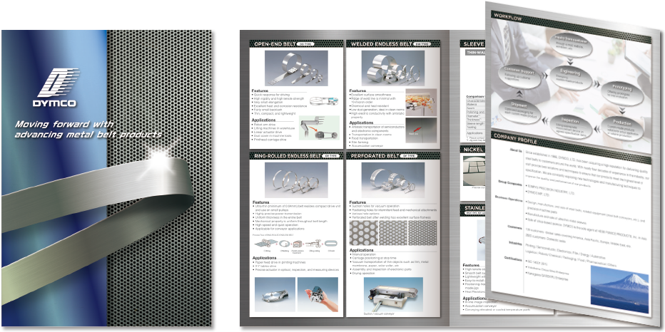 株式会社ディムコ様 カタログデザイン実績 巻き三つ折り6ページ パンフレット