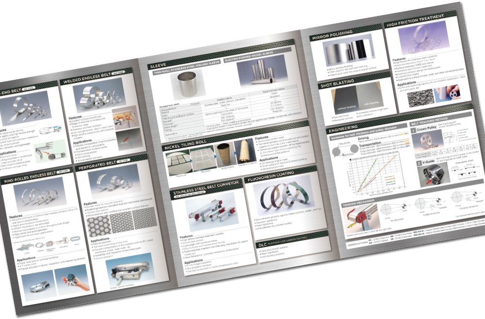 株式会社ディムコ様 カタログデザイン実績 巻き三つ折り6ページ パンフレット