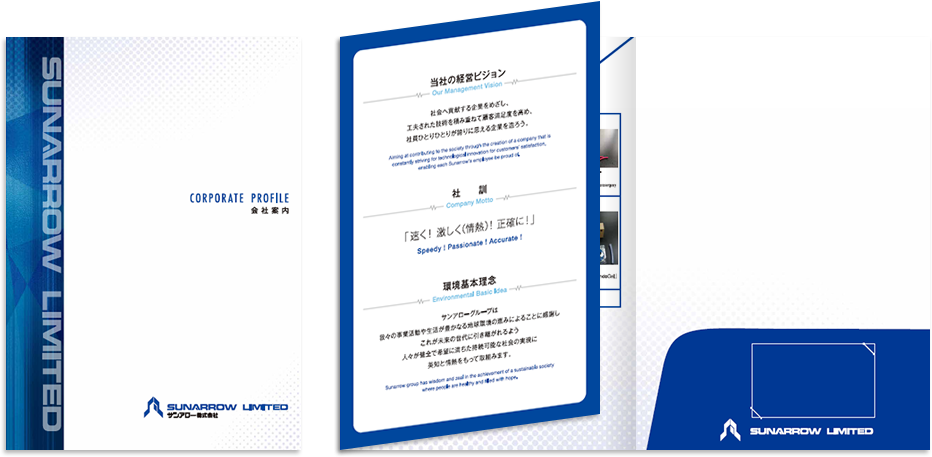 巻き三つ折りポケット付き 6ページ＋A4片面ペラ×5種