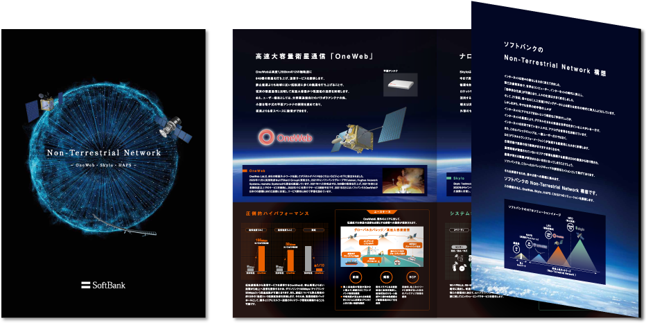 ソフトバンク株式会社様 パンフレットデザイン実績 巻き三つ折り 6ページ
